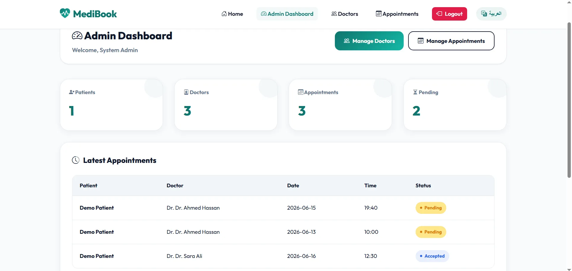 MediBook Healthcare Appointment System